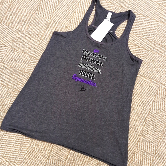 GK Tops - New GK Gymnastics Motivational Loose Flowy Tank - Heather Gray & Soft!